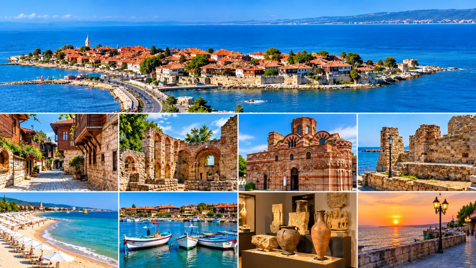 Historic Old Town of Nessebar, Bulgaria, overlooking the Black Sea